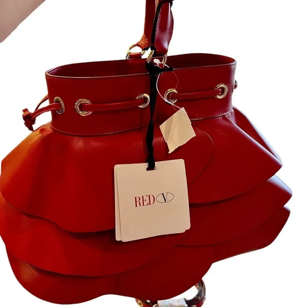RED VALENTINO Women's Large Ruffle Leather Crossbody Bag - NWOT